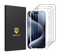 UNBREAKcable Verre Trempé pour iPhone 15 Pro Max, Protecteur d'écran 6,7” [Pack de 3] [Couverture Complète 1:1] [Clarté HD de 99,99%] [Cadre d'Installation Facile] [Dureté 9H]