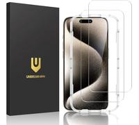 UNBREAKcable Verre Trempé pour iPhone 15 Pro [Pack de 2], HD Transparent Film Protection Écran, Cadre d'installation facile, Sans Bulles, Ultra Résistant Dureté 9H Glass