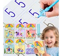 Uncle EJ Lot de 5 cahiers d'entraînement réutilisables pour l'écriture manuscrite pour enfants âgés de 3 à 8 ans avec stylos, traçage de lettres rainurées pour la maternelle, grande taille (24,1 x 16