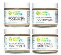 Uncle Harry's Peppermint Remineralizing Toothpaste Organic | Natural Whitening Toothpaste Freshens Breath & Promotes Enamel | Vegan Fluoride Free Toothpaste (4 Pack)