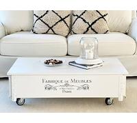 Uncle Joe's Table Basse Coffre en Bois Table d'appoint Vintage Style Shabby Chic Bois Massif Blanc