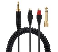 UNCLE LIGHT Câble audio de rechange, compatible avec casque Sennheiser HD 600 Series, prise jack stéréo 6,35 mm et 3,5 mm vers 2,5 mm, câble spirale max 4,8 m, noir