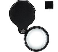 Uncle Paul 20 x loupe de poche - Noir Mini loupe à œil pliable portable portable avec étui de protection rotatif pour inspection de lecture OS18