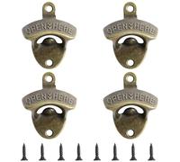 Uncle Paul® 4 PCS Ouvre-Bouteille Murale en Cuivre Vintage Rustique avec Vis pour Maison Jardin Bar KTV Hôtel (Bronze) KH0204MX2