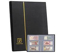 Uncle Paul 60 Pochettes Monnaie Album-7.7 "x 3.2" Billets Collecte Titulaire Similicuir Stockage Livre pour Billets Dollars Billets Cartes À Collectionner Timbres AN01BK