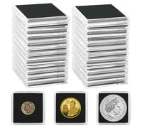 Uncle Paul Capsules pour pièces de Monnaie, 25 pièces, Porte-Monnaie avec 5 Tailles de Joints Noirs 20/25/30/35/40 mm, étuis Transparents pour pièces de Monnaie, Fournitures de Collection