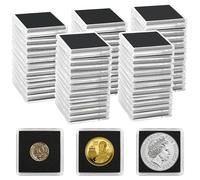 Uncle Paul Capsules pour pièces de Monnaie, 80 pièces, Porte-Monnaie avec 5 Tailles de Joints Noirs 20/25/30/35/40 mm, étuis Transparents pour pièces de Monnaie, Fournitures de Collection