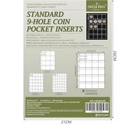 Uncle Paul Feuilles de Collection de Monnaies 500 Poches - 25 Feuilles, 20 Grilles/Feuille PVC sans Acide, Idéales pour 50 Pence Britannique, 50 Cent Euro CS0302520