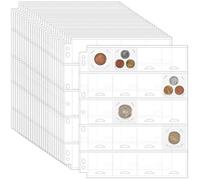 Uncle Paul Feuilles de Poches à Monnaies pour Coin Flips - 25 Feuilles, 500 Poches, Poches 54x52mm pour Flips 50x50mm - Design 7 Trou (A4/Letter) CS5425