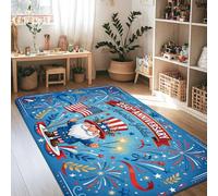 Uncle Sam Tapis rectangulaire antidérapant pour salon, chambre à coucher, sous le lit, décoration d'appartement, 1,2 x 1,8 m, motif drapeau patriotique festif, jour de l'indépendance, bleu, 1,2 x 1,8