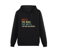 Uncle The Man Myth Legend Bad Influence Hoody Black Graphic Mens Hoodie Sweatershirt Black XXL