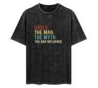 Uncle The Man Myth Legend Bad Influence Men's T-Shirt Unisex Black Cotton Print Tee Shirts L