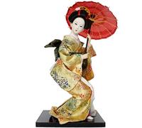 UncleS 12Inch Japanese Geisha Figure Kimono Figurine with Embroidery Clothing for Unique Home Display Cultural Present Japanese Collectible