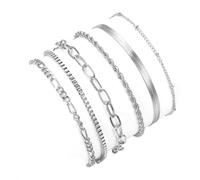 UncleS 6pcs Bracelets En Or Élégants Pour Femmes Plaqué Or Véritable 14 Carats Empilables Et Confortables À Porter Ensemble De Pièces De Déclaration Bohème