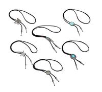 UncleS 6Pcs Braided Leather Cord Bolotie With Antique Metal Pendant Adjustable Necktie Necklace For Party And Casual Wear Western Leather Bolo Tie