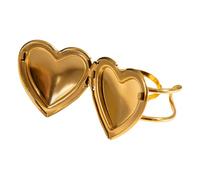 UncleS Bagues élégantes en métal en forme de cœur avec anneaux photo réglables - Texture en acier inoxydable - Pour une touche de romance - Cadeau d'anniversaire