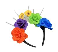 UncleS Bandeaux d'Halloween Jour des morts Bandeau Couronne de fleurs Bandeau mexicains Accessoire de fête d'Halloween Bandeaux mexicains Bandeau Jour des morts Fleur Couvre-chef