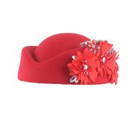 UncleS Béret basque à perles pour les années 1920 Cocktail Party Flapper tous les accessoires assortis Église Fascinator Thèmes Fête Costume Accessoires Daily Wear Baser, rouge, taille unique