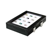 UncleS Boîte à bijoux avec dessus en verre et éponge design en cuir PU pour affichage en cristal et strass, Trombone model, comme décrit