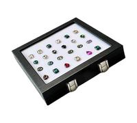 UncleS Boîte à bijoux avec dessus en verre et éponge design en cuir PU pour affichage en cristal et strass, L, comme décrit