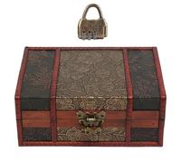 UncleS Boîte de rangement artisanale en bois robuste avec motifs vintage, accessoire de maison pour organiser des bijoux et décoration de la maison avec mots de passe en toute sécurité