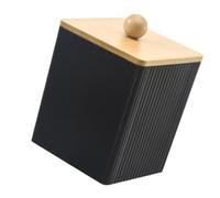 UncleS Boîte de rangement en bois robuste avec couvercle Qtip pour salle de bain, cotons-tiges, tampons et élastiques à cheveux en bambou