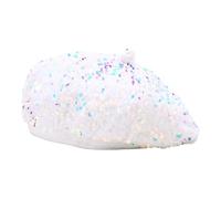 UncleS Chapeau d'hiver élégant à paillettes pour femme - Hiver et automne - Pour femme - Fête à thème, rendez-vous, voyage, usage quotidien, chapeau citrouille blanc, Taille unique