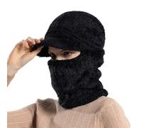 UncleS Chapeaux tricotés Capuchons à capuche en fourrure pour femmes Casquettes de crâne de châle uniques Point fort pour la tendance Ensemble écharpe d'hiver Garçons Enfants, Noir , taille unique