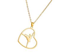 UncleS Collier charme cœur et gymnastique pendentif ballet chaîne réglable parfait pour les vêtements quotidiens filles collier, taille unique, comme décrit, Comme décrit