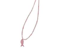 UncleS Collier vintage avec pendentif en forme de poisson bleu vintage pour femme - Longueur réglable - Cadeau pour vos bijoux de fête en perles légères, taille unique, comme décrit, Comme décrit