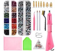 UncleS De Hotfix Multi-usages Pour Textiles Avec Applicateur À Chauffage Rapide À 7 Pointes Et Pierres Assorties Multicolores