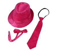UncleS Décoration Paillettes Chapeau Élégant Large Frontière Chaud Confortable Enfants Pour Fête Ou Performances Chapeau de Style Britannique, Rouge chiné, Adult model 58cm