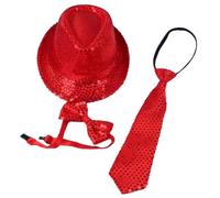 UncleS Décoration Paillettes Chapeau Élégant Large Frontière Chaud Confortable Enfants Pour Fête Ou Performances Chapeau de Style Britannique, rouge, Adult model 58cm
