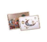 UncleS Délicat Ramadan Bois Corde de Coton Plateaux Tissés Aïd Mubaraks Le plateau pour le petit-déjeuner et le dessert Fête à la Maison Service Bol à Tampon Or Pour Tampon Or Libéré