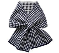 UncleS Écharpe Tricotée à Carreaux pour Femmes Filles Doux Épais Croisé Plus Chaud Hiver Tous Correspondants Camphre Cou Croisé, bleu marine, taille unique