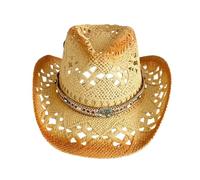 UncleS Élégant chapeau de paille à large bord tissé à la main respirant tissé chapeau vacances dame vacances soleil occidental soleil tendance soleil, dark, Taille unique