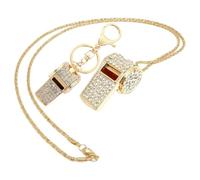 UncleS Elegant Rhinestoned Adorned Whistled Keychain Necklace Set for Everyday Accessories Car Key Hanging Pendant Ornament Everyday Carry Whistle Keychain Necklace