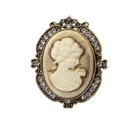 UncleS Élégante broche camée vintage avec finition or antique en alliage étincelant pour femme
