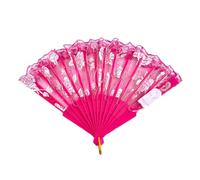 UncleS Éventail en dentelle pour fille - Rose - Avec éclairage LED - Pour danser et écouter de la musique