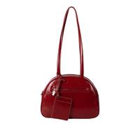 UncleS Femmes Multi-usage Style Coréen PU Sac à main à bandoulière Finition brillante Petit sac à la mode Sous bras Selle Porte-monnaie en cuir PU Petit sac, rouge