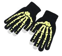 UncleS Gants squelette phosphorescents pour tous les âges - Accessoires de costume - Noctilucence - Gants complets - Squelette, jaune, taille unique
