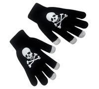UncleS Gants squelette phosphorescents pour tous les âges - Accessoires de costume - Noctilucence - Gants complets - Squelette, Tête de mort noire., taille unique