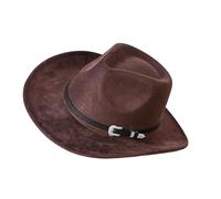 UncleS Homburg Élégant Style Boucle en Argent Unique Avec Large Plat Large Western Western Pour Vêtements Décontractés Léger Respirant, Couleur café., taille unique