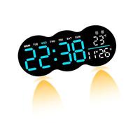 UncleS Horloge Murale Numérique LED Grand Écran avec Télécommande 2 Alarmes Et Lumière Inférieure pour Salon Ou Bureau Horloge De Calendrier Électronique