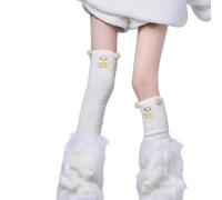 UncleS Jambières En Fourrure Punk Pour Femmes Couvre-bottes Pelucheux En Os De Squelette Avec Velours Sur Les Bas Du Genou Ensemble Tenue D'hiver