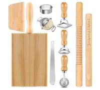 UncleS Kit d'outils de roulage pour pâte à tartiner avec filetage en bois - Pour gaufrettes, gnocchi, ravioli, timbres, texture