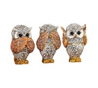 UncleS Lot de 3 figurines de hibou - Décoration d'intérieur - Ne pas voir ne pas parler - Statues d'animaux en résine - Décorations pour salon