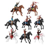 UncleS Lot de 8 figurines de cheval de vache occidentale à des fins éducatives et historiques
