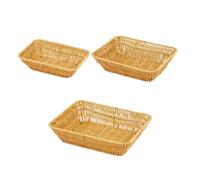 UncleS Panier de rangement rectangulaire en rotin artificiel pour fruits et collations Tissé Décors en rotin élégants Marron Bols de service en plastique convivial Décorations de table