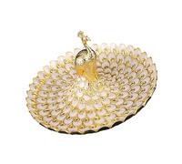 UncleS Plateau de service complexe en métal gaufré motif paon durable 20 cm pour les réunions de famille Bol décoratif